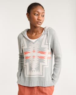 ALTERNATE VIEW OF WOMEN'S HARDING COTTON HOODIE IN AQUA HEATHER MULTI image number 5