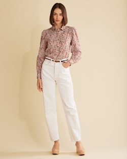 WOMEN'S WINONA PUFF SLEEVE SHIRT IN MISTY ROSE FLORAL image number 1