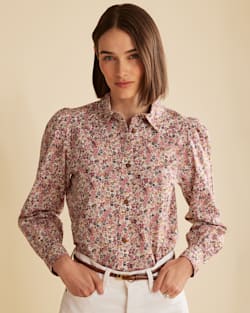 ALTERNATE VIEW OF WOMEN'S WINONA PUFF SLEEVE SHIRT IN MISTY ROSE FLORAL image number 5