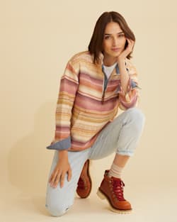 WOMEN'S DOUBLESOFT HALF-ZIP PULLOVER IN PURPLE/IVORY MULTI image number 1