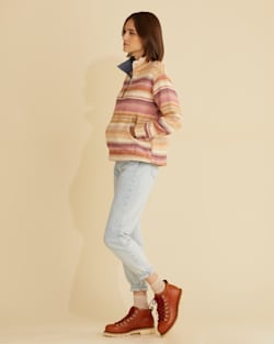 ALTERNATE VIEW OF WOMEN'S DOUBLESOFT HALF-ZIP PULLOVER IN PURPLE/IVORY MULTI image number 4