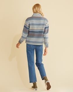 ALTERNATE VIEW OF WOMEN'S DOUBLESOFT HALF-ZIP PULLOVER IN BLUE/IVORY MULTI image number 3