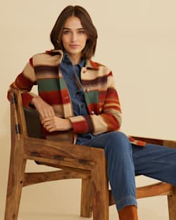 ALTERNATE VIEW OF WOMEN'S SANTA FE WOOL JACKET IN RED/SAND STRIPE image number 5
