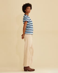 ALTERNATE VIEW OF WOMEN'S DESCHUTES RINGER TEE IN BLUE MULTI STRIPE image number 2