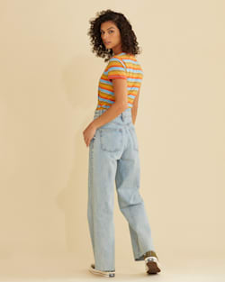 ALTERNATE VIEW OF WOMEN'S DESCHUTES RINGER TEE IN RUST/BLUE STRIPE MULTI image number 3