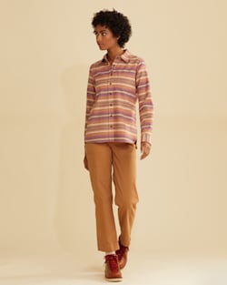 WOMEN'S MEREDITH WOOL SHIRT IN COPPER STRIPE MULTI image number 1