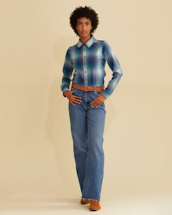 ALTERNATE VIEW OF WOMEN'S MEREDITH WOOL SHIRT IN BLUE OMBRE image number 2