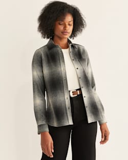 ALTERNATE VIEW OF WOMEN'S MEREDITH WOOL SHIRT IN BLACK/WHITE OMBRE image number 5