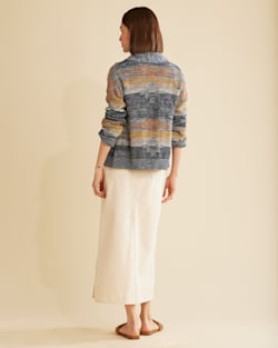 ALTERNATE VIEW OF WOMEN'S ELLIS COVE COTTON CARDIGAN IN VINTAGE BLUE MULTI image number 3