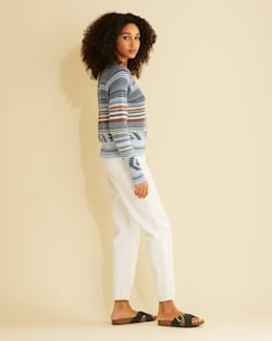 ALTERNATE VIEW OF WOMEN'S RAGLAN COTTON GRAPHIC SWEATER IN SKY BLUE MULTI image number 2