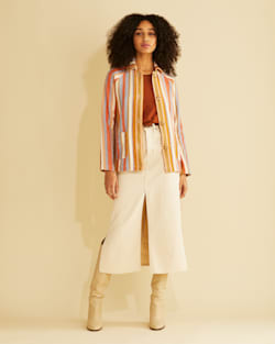 ALTERNATE VIEW OF WOMEN'S COTTON CHORE JACKET IN TAPENADE MULTI STRIPE image number 5