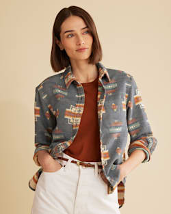 ALTERNATE VIEW OF WOMEN'S DOUBLESOFT LONG BEACH SHIRT IN BLUE CHIEF JOSEPH image number 4