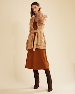 ALTERNATE VIEW OF WOMEN'S PACIFIC GROVE COTTON CARDIGAN IN NATURAL/BLUSH MULTI image number 2