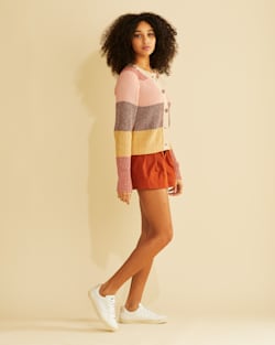 ALTERNATE VIEW OF WOMEN'S MAE STRIPED COTTON CARDIGAN IN SUNSET MULTI image number 2