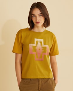 WOMEN'S CROPPED DESCHUTES GRAPHIC TEE IN DRIED TOBACCO image number 1