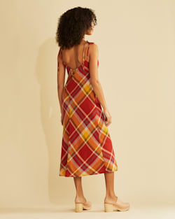 ALTERNATE VIEW OF WOMEN'S ASTORIA SLIP DRESS IN RED OCHRE MULTI PLAID image number 3