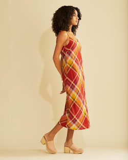 ALTERNATE VIEW OF WOMEN'S ASTORIA SLIP DRESS IN RED OCHRE MULTI PLAID image number 4