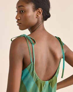 ALTERNATE VIEW OF WOMEN'S ASTORIA SLIP DRESS IN TEAL/GREEN CHECK image number 4