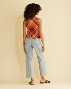 ALTERNATE VIEW OF WOMEN'S V-NECK TANK TOP IN RED OCHRE MULTI PLAID image number 3