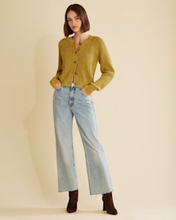 WOMEN'S MAE COTTON CARDIGAN IN DRIED TOBACCO image number 1