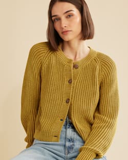 ALTERNATE VIEW OF WOMEN'S MAE COTTON CARDIGAN IN DRIED TOBACCO image number 2