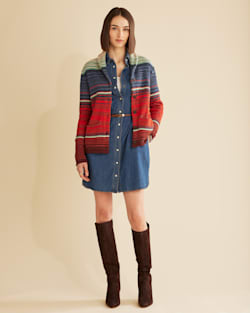 WOMEN'S LONE PINE COTTON CAMP CARDIGAN IN RED OCHRE/INDIGO MULTI image number 1