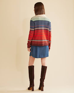 ALTERNATE VIEW OF WOMEN'S LONE PINE COTTON CAMP CARDIGAN IN RED OCHRE/INDIGO MULTI image number 3