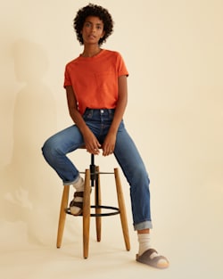 WOMEN'S DESCHUTES RAGLAN-SLEEVE TEE IN RUST OCHRE image number 1