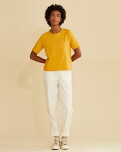 WOMEN'S DESCHUTES RAGLAN-SLEEVE TEE IN SOFT GOLD image number 1