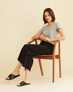 ALTERNATE VIEW OF WOMEN'S WIDE-LEG MERINO PANTS IN BLACK image number 5