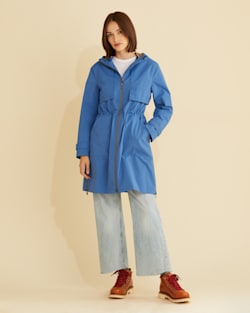 ALTERNATE VIEW OF WOMEN'S PACIFICA MINI RIPSTOP TRENCH IN MARINE BLUE image number 5