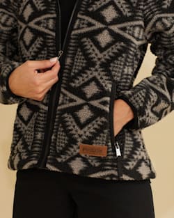 ALTERNATE VIEW OF WOMEN'S FLEECE HOODED JACKET IN BLACK/SILVER DIAMOND RIVER image number 2