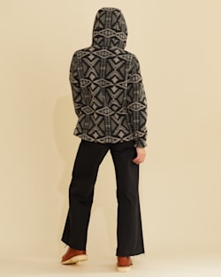 ALTERNATE VIEW OF WOMEN'S FLEECE HOODED JACKET IN BLACK/SILVER DIAMOND RIVER image number 4