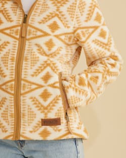 ALTERNATE VIEW OF WOMEN'S FLEECE HOODED JACKET IN NATURAL/CAMEL DIAMOND RIVER image number 2