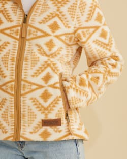 ALTERNATE VIEW OF WOMEN'S FLEECE HOODED JACKET IN NATURAL/CAMEL DIAMOND RIVER image number 2