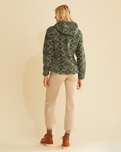 ALTERNATE VIEW OF WOMEN'S FLEECE HOODED JACKET IN MOSS/FOREST DIAMOND RIVER image number 3