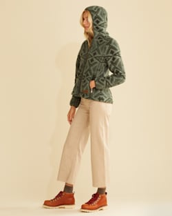 ALTERNATE VIEW OF WOMEN'S FLEECE HOODED JACKET IN MOSS/FOREST DIAMOND RIVER image number 4