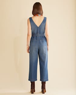 ALTERNATE VIEW OF WOMEN�S CHAMBRAY JUMPSUIT IN MEDIUM BLUE image number 3