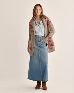 WOMEN'S LAMBSWOOL CABLE CARDIGAN IN NATURAL MULTI image number 1