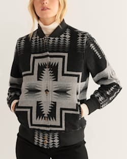 ALTERNATE VIEW OF WOMEN'S HARDING WOOL BOMBER IN BLACK image number 2