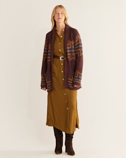 WOMEN'S ROCK POINT COTTON CARDIGAN IN ROSEWOOD/MAROON MULTI image number 1