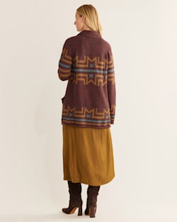 ALTERNATE VIEW OF WOMEN'S ROCK POINT COTTON CARDIGAN IN ROSEWOOD/MAROON MULTI image number 3