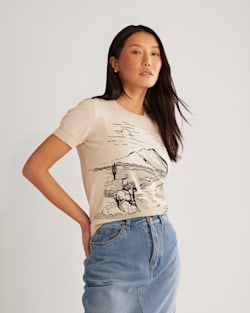 WOMEN'S DESERT SUN COTTON SWEATER IN IVORY DESERT image number 1