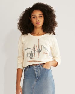 WOMEN'S LONG-SLEEVE WESTERN GRAPHIC TEE IN ANTIQUE WHITE image number 1