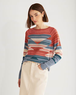 WOMEN'S RAGLAN COTTON GRAPHIC SWEATER IN INDIGO BLUE MULTI image number 1