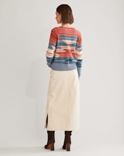 ALTERNATE VIEW OF WOMEN'S RAGLAN COTTON GRAPHIC SWEATER IN INDIGO BLUE MULTI image number 3