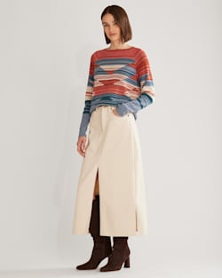 ALTERNATE VIEW OF WOMEN'S RAGLAN COTTON GRAPHIC SWEATER IN INDIGO BLUE MULTI image number 4