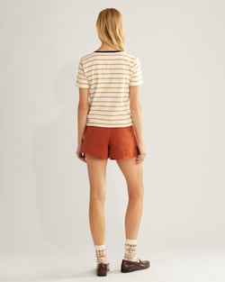 ALTERNATE VIEW OF WOMEN'S SANDY DESCHUTES STRIPE TEE IN ANTIQUE WHITE/HONEY MUSTARD image number 3