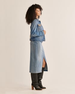 ALTERNATE VIEW OF WOMEN'S DENIM/WOOL JEAN JACKET IN HARDING STAR GREY/DENIM image number 2