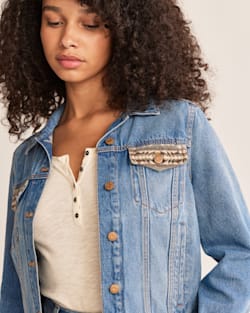 ALTERNATE VIEW OF WOMEN'S DENIM/WOOL JEAN JACKET IN HARDING STAR GREY/DENIM image number 4